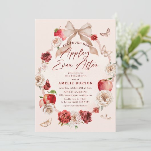 Appley Ever After Floral Bridal Shower 招待状 (スタンド正面)
