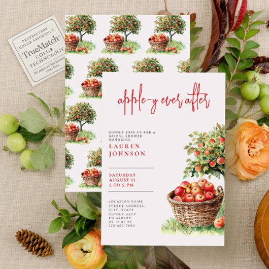 Appley Ever After Rustic Calligraphy Bridal Shower 招待状