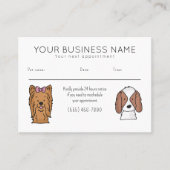 Appointment Card Cute Bow Dog Doodle White 予約カード (正面)
