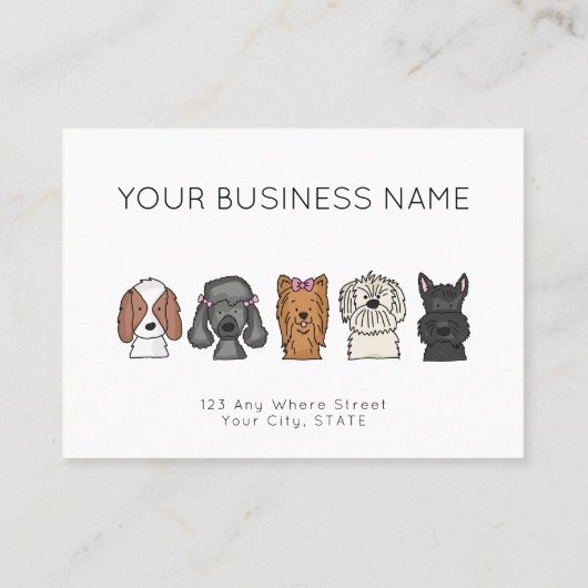 Appointment Card Cute Dog Breeds Simple White 予約カード (裏面)