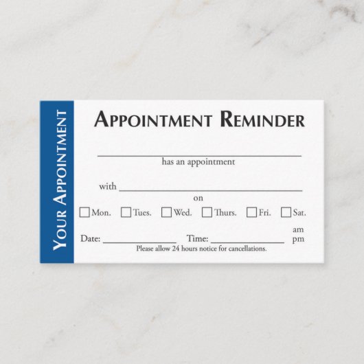 Appointment Reminder Cards - Dark Blue コーリングカード (正面)