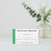 Appointment Reminder Cards - Green コーリングカード (スタンド正面)