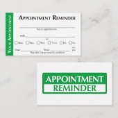 Appointment Reminder Cards - Green コーリングカード (正面/裏面)