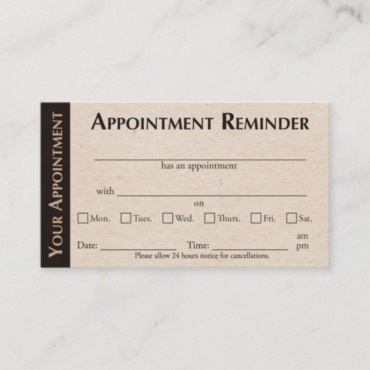 Appointment Reminder Cards - Kraft Color コーリングカード (正面)