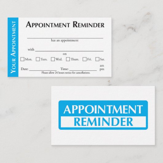 Appointment Reminder Cards - Light Blue コーリングカード (正面/裏面)