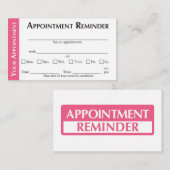 Appointment Reminder Cards - Pink コーリングカード (正面/裏面)