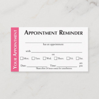 Appointment Reminder Cards - Pink コーリングカード