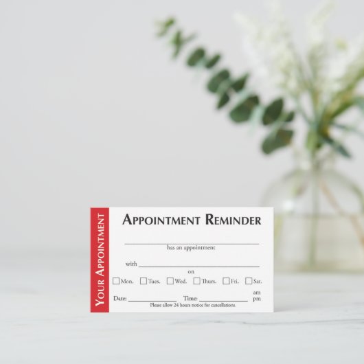 Appointment Reminder Cards - Red コーリングカード (スタンド正面)