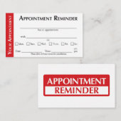 Appointment Reminder Cards - Red コーリングカード (正面/裏面)