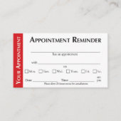 Appointment Reminder Cards - Red コーリングカード (正面)