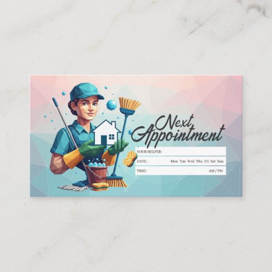 Appointment Reminder House Cleaning Housekeeping 名刺 (正面)