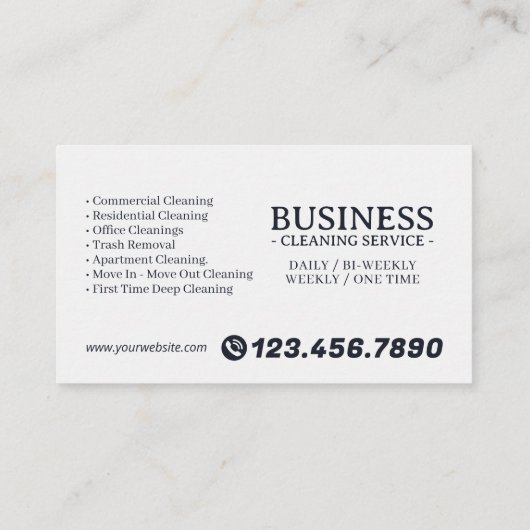 Appointment Reminder House Cleaning Housekeeping 名刺 (裏面)