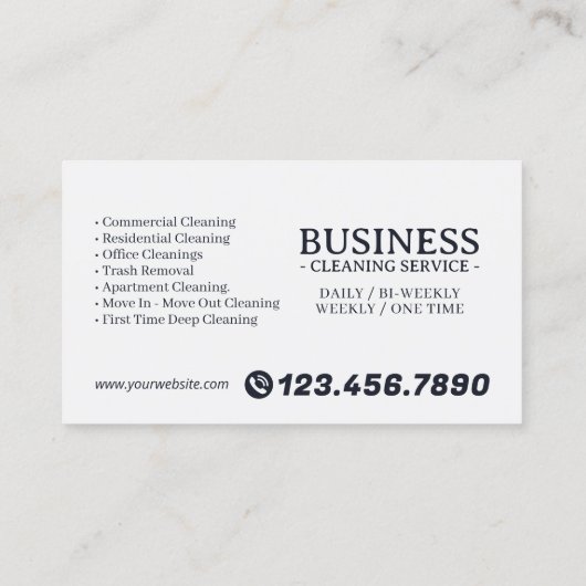 Appointment Reminder House Cleaning Housekeeping 名刺 (裏面)