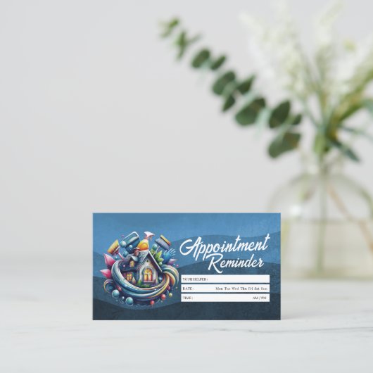 Appointment Reminder House Cleaning Housekeeping 名刺 (スタンド正面)