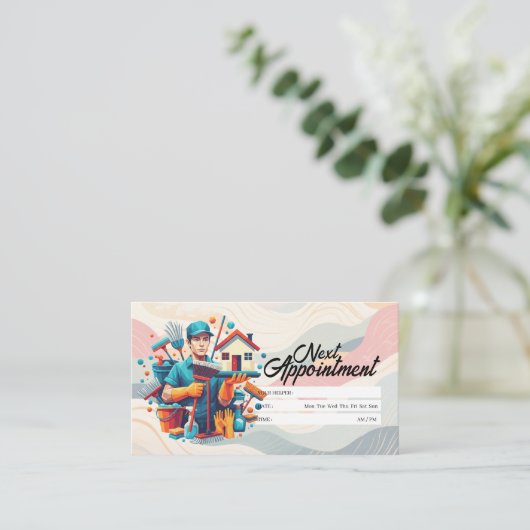 Appointment Reminder House Cleaning Housekeeping 名刺 (スタンド正面)