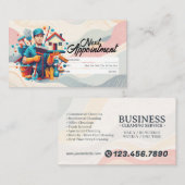 Appointment Reminder House Cleaning Housekeeping 名刺 (正面/裏面)