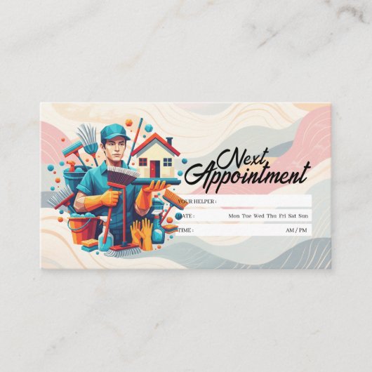 Appointment Reminder House Cleaning Housekeeping 名刺 (正面)