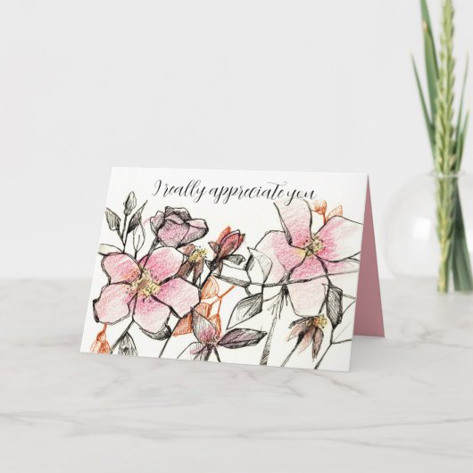 Appreciate You Blessing From God Pink Flowers カード (正面)