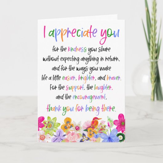Appreciation and Thank You カード (正面)