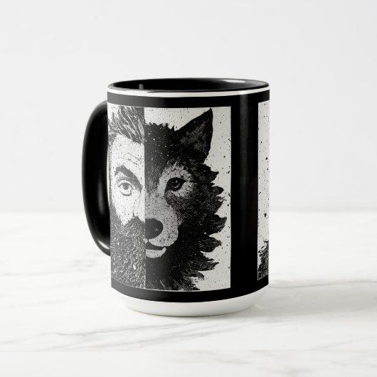Approachable Wolf : Half Wolf Mug マグカップ (正面左)