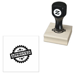 APPROVED テキストプリント 木製ハンドル ブラックインク ラバースタンプ
