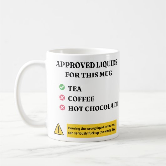 Approved Liquids Only Funny Tea Lover Quote Design コーヒーマグカップ (左)