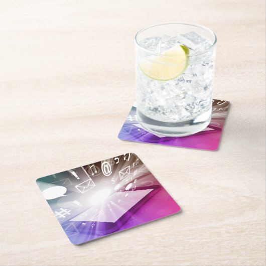 Appsおよび雲をダウンロードするタッチスクリーンの頭が切れるな電話 スクエアペーパーコースター (インサイチュ)