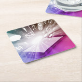 Appsおよび雲をダウンロードするタッチスクリーンの頭が切れるな電話 スクエアペーパーコースター (アングル)