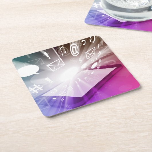 Appsおよび雲をダウンロードするタッチスクリーンの頭が切れるな電話 スクエアペーパーコースター (アングル)