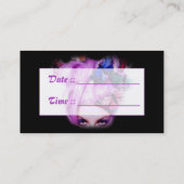 Appt紫色の毛の蝶女性。 4つの名刺 予約カード (裏面)