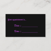 Appt紫色の毛の蝶女性。 6つの名刺 予約カード (裏面)