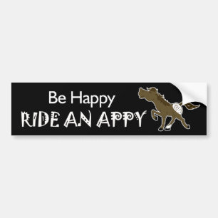 Appy Appaloosa(黒)のステッカーに乗って幸せになる バンパーステッカー