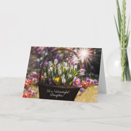 appy Easter to Daughter with Pretty Basket Flowers カード (正面)