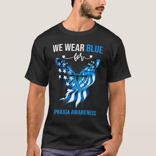 Apraxia Awareness 4th July Blue Butterfly Tシャツ (正面)