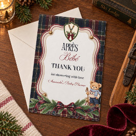 Après Bébé プレッピー スキーロッジ クリスマス ベビーシャワー サンキューカード