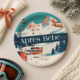 Après Bébé レトロ スキーベイビーシャワーパーティー用紙皿 ペーパープレート