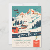 Après Bébé レトロ スキーベビーシャワー招待状 招待状 (正面)