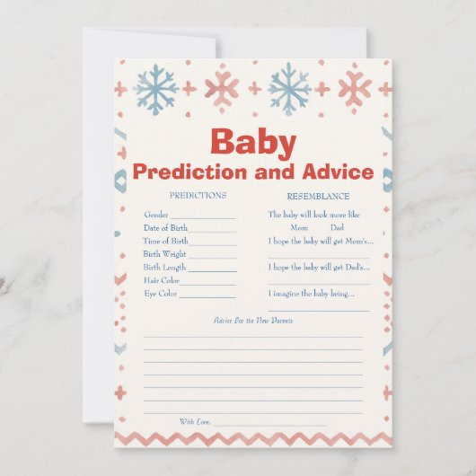 Après Bébé Baby Predictions & Advice Card 招待状 (正面)
