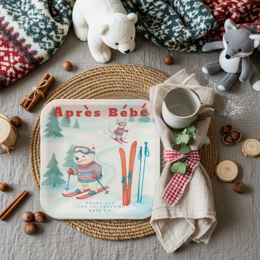 Après Bébé baby ski Polar bear Fox woodland ペーパープレート