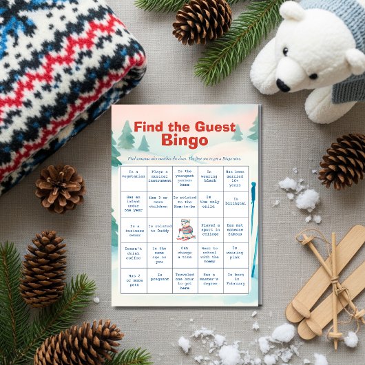 Après Bébé Find The Guest Bingo Card 招待状