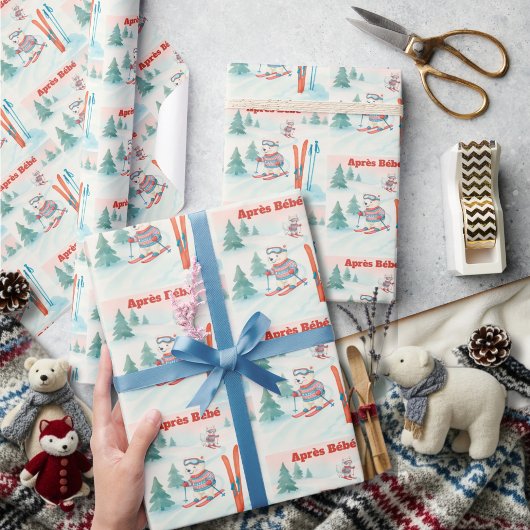 Après Bébé  Polar Bear & Arctic Fox Skiing ラッピングペーパー