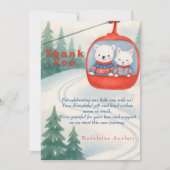 Après Bébé Ski Baby Woodland animals Thank You  招待状 (正面)