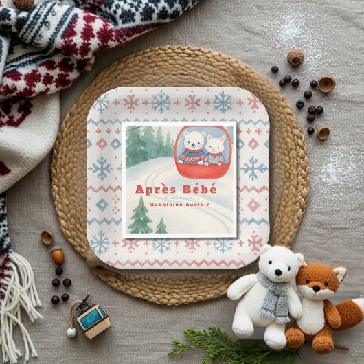 Après Bébé ski woodland animals winter baby shower スタンダードランチョンナプキン