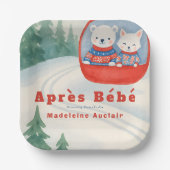 Après Bébé ski woodland animals winter baby shower ペーパープレート (正面)