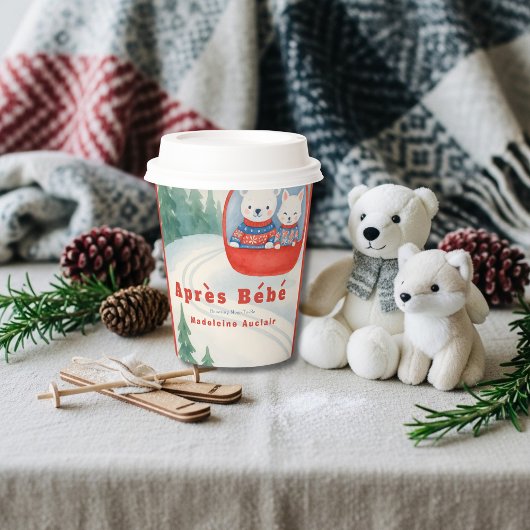 Après Bébé ski woodland animals winter baby shower 紙コップ