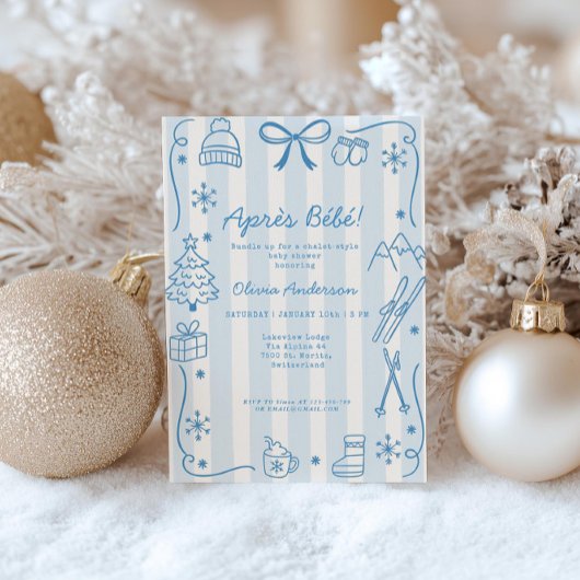 Après Bébé Winter Boy Registry QR Code Baby Shower 招待状