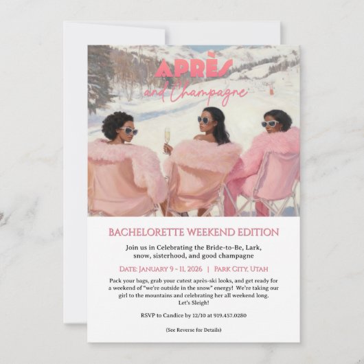 Après & Champagne Bachelorette Weekend Getaway 招待状 (正面)