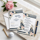 Apres Golf Bachelorette Party Invitation Navy Blue 招待状