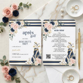 Apres Golf Bachelorette Party Invitation Navy Blue 招待状