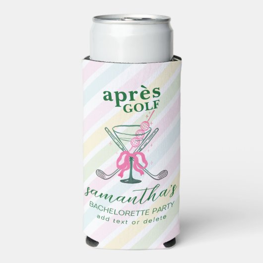 Aprés Golf Cocktail Coquette Bow Bachelorette スリム缶クーラー (Seltzer正面)